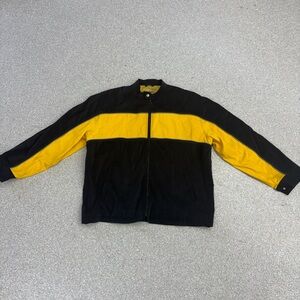 Decibel men's rubberized black and yellow full-zip motorcycle jacket XL